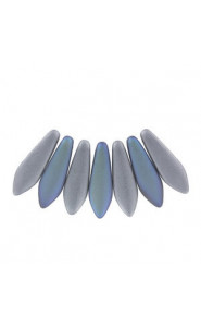 Czech Glass Daggers beads 5x16mm Crystal silver rainbow matted 00030-98570